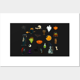 Halloween Stickers of Traditional Characters and Elements Posters and Art